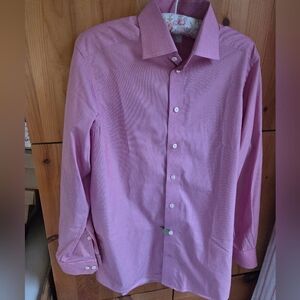 Eton Men's Pink & White Striped Cotton Dress Shirt Size 15 Or 38